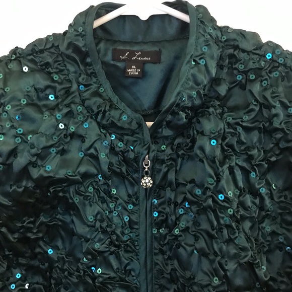 S Levine, Sequined Jacket, Size XL, green color - Picture 2 of 15
